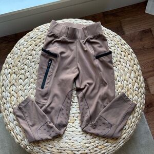 Baleaf Kids Brown Grip Riding Leggings with Zipper Pockets leggings brown pants